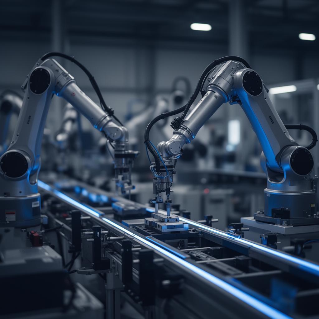 Industrial automation with robotic arms on a modern assembly line